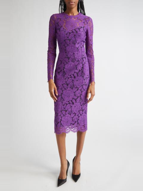 Dolce & Gabbana Dolce&Gabbana Long Sleeve Cordonetto Lace Sheath Dress in F0571 Viola at Nordstrom
