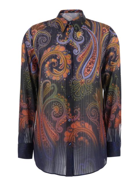 Etro Etro Women Multicolor Shirt With Classic Collar And Paisley Motif All-Over In Tech Fabric For Women