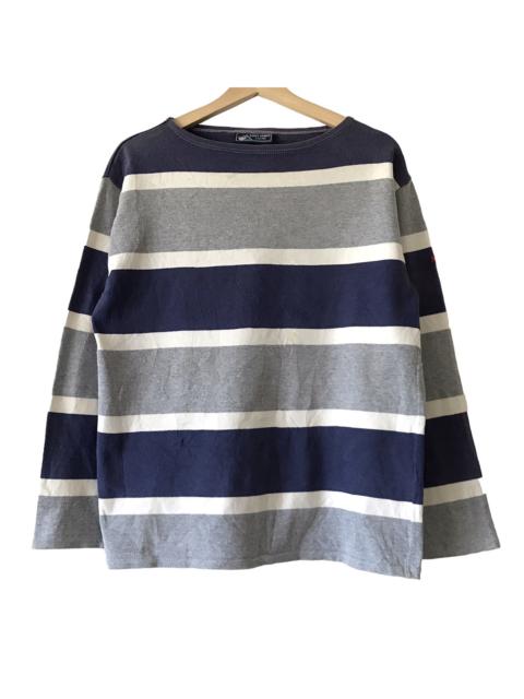 Other Designers Saint James - Saint James France Nautical Grey Blue Border Tee