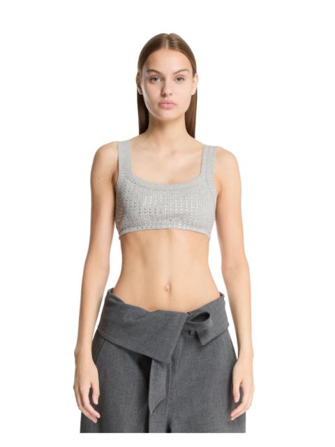 THE ATTICO Gray Rhinestone Top