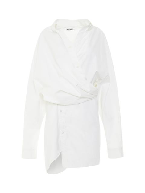 BALENCIAGA Poplin Wrap Dress in White
