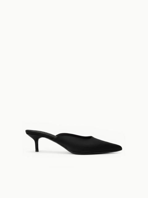 STAUD STAUD SEBASTIAN KITTEN HEEL MULE BLACK SATIN