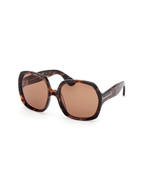 TOM FORD Tom Ford SAFFRON Brown Butterfly Ladies Sunglasses FT1221 52E 60
