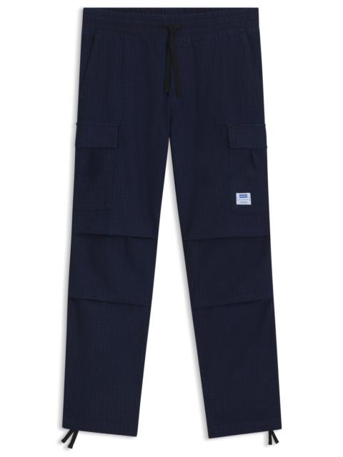 HUGO RELAXED-FIT CARGO TROUSERS IN DENIM-LOOK RIPSTOP