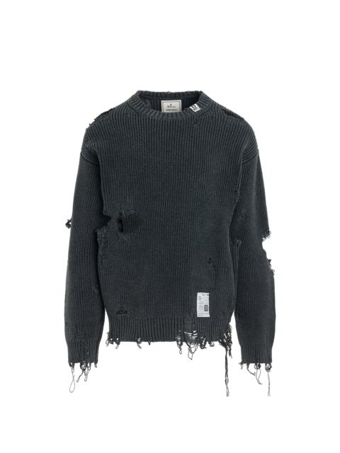Maison MIHARAYASUHIRO Bleached Knit Sweater in Black