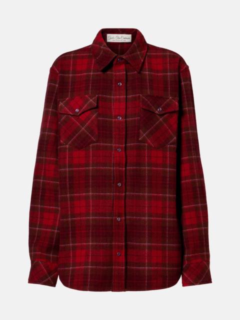 God’s True Cashmere Love Tartan cashmere shirt with amethyst