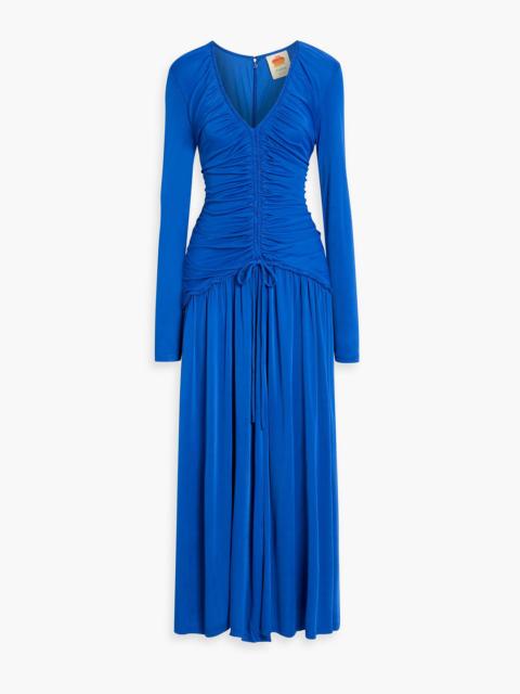FARM RIO Ruched stretch-jersey maxi dress