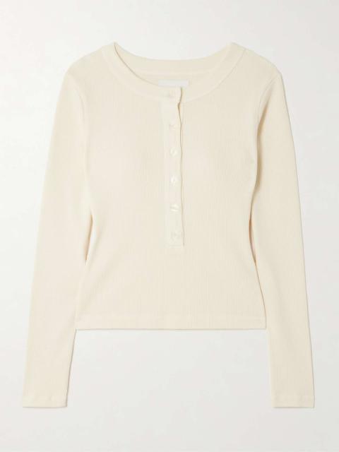 Varra ribbed jersey Henley top Off-white