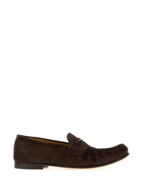 FENDI Fendi Men Dark Brown Suede Crosta Loafers