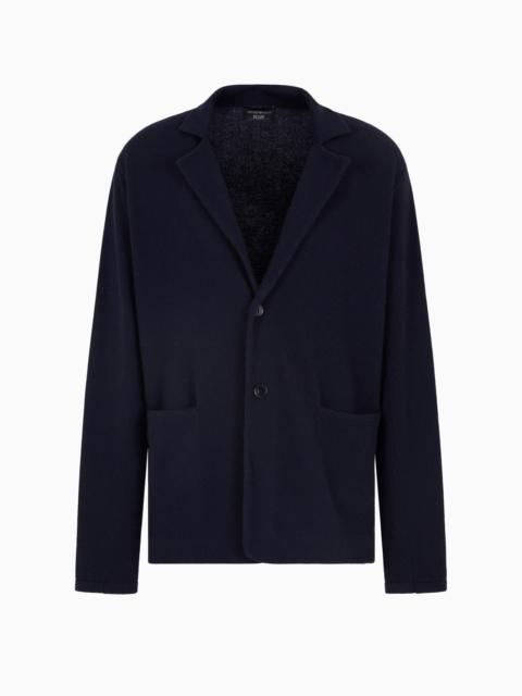EMPORIO ARMANI ICON PLAIN-KNIT PURE CASHMERE JACKET