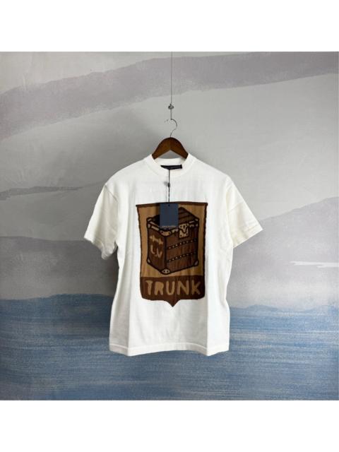 Louis Vuitton Louis Vuitton x Pharrell White Knit Short-Sleeve T-Shirt with Trunk & Flower Motif