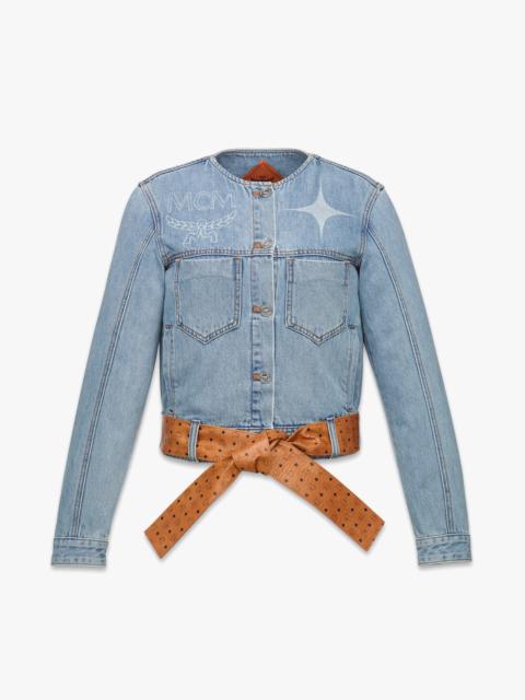 MCM Constellation Denim Jacket With Monogram Leather Belt