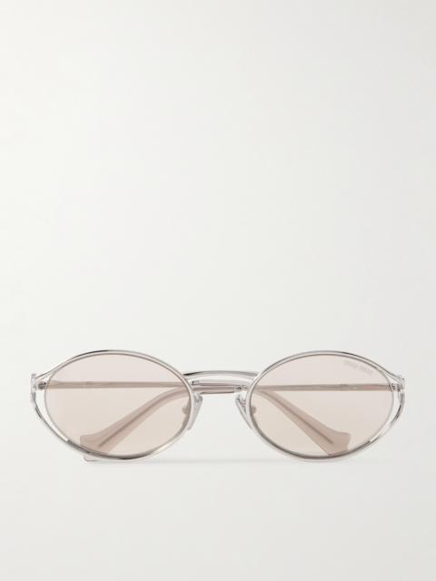 Miu Miu Oval-frame Silver-tone Sunglasses