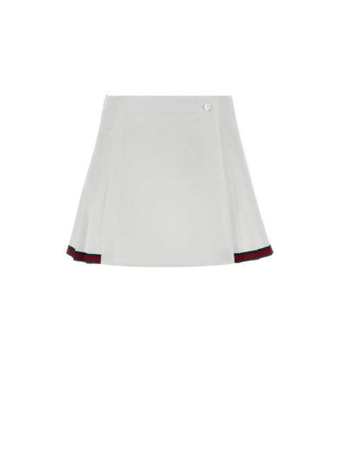 GUCCI GUCCI White Poplin Mini Skirt New & Authentic (Women's size: