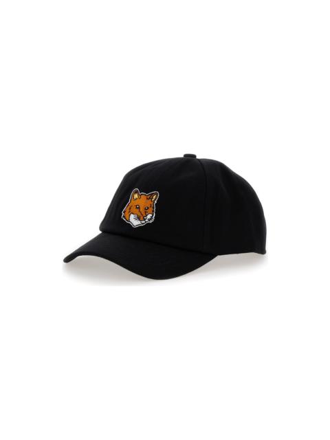 Maison Kitsuné Black Baseball Cap With Fox Head Patch In Cotton Woman
