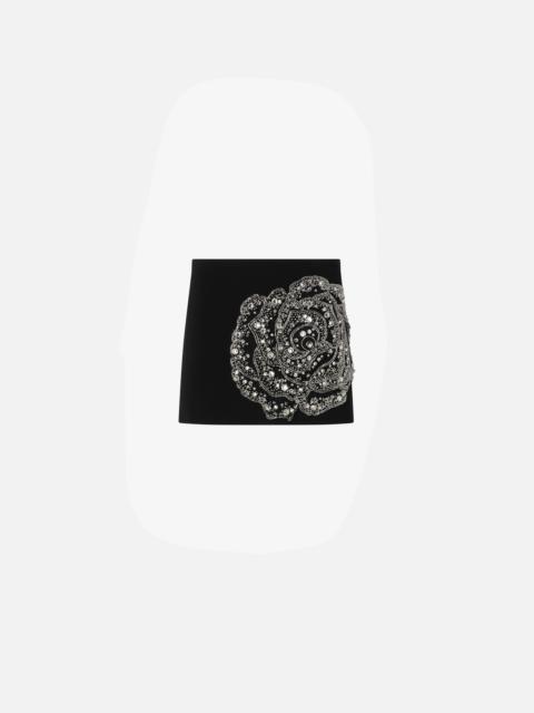 PINKO MINI SKIRT WITH EMBROIDERED JEWEL ROSE