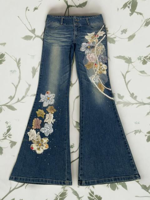 Other Designers Unisex Dinju Handmade Designer Floral Motive Flare Denim