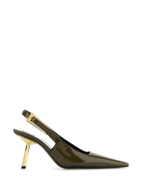 Saint Laurent Women Olive Green Leather Lee Pumps