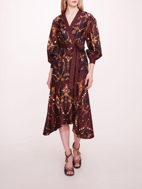 PRINTED POPLIN WRAP DRESS