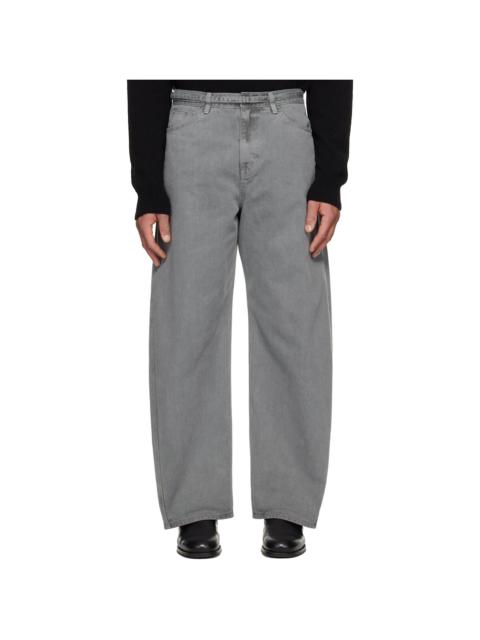 LE17SEPTEMBRE Gray Garment-Dyed Curved Jeans