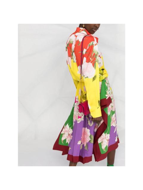 Valentino Valentino Garavani Pleated Floral-Print Midi Dress