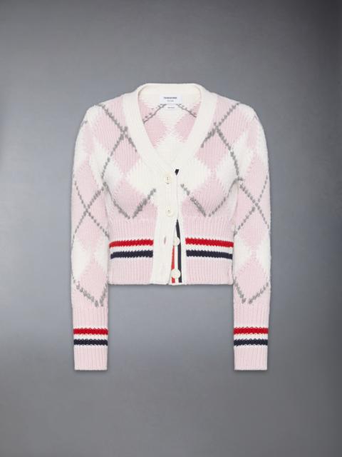 Thom Browne ARGYLE INTARSIA MERINO WOOL SHRUNKEN CARDIGAN