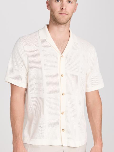 Vince Patchwork Pointelle Button Down Sweater