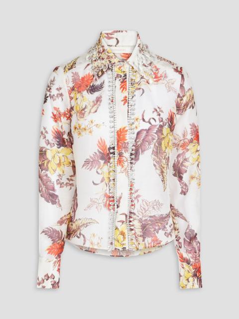 Zimmermann Embellished floral-print linen and silk-blend shirt