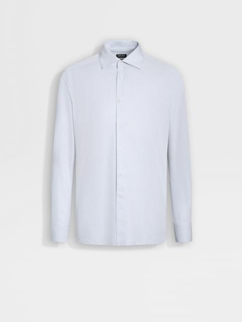 ZEGNA LIGHT BLUE AND WHITE CHECKED CENTOVENTIMILA COTTON SHIRT