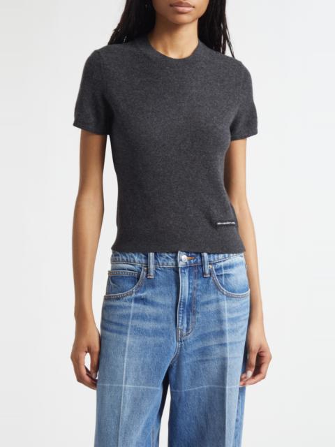 Alexander Wang Alexander Wang Logo Wool Knit Top in Charcoal at Nordstrom