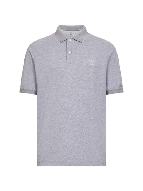 Brunello Cucinelli Brunello Cucinelli Men Grey Cotton Jersey Logo Polo Shirt