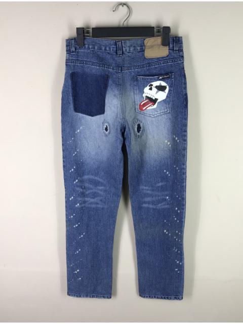 Other Designers Brand - Guillaume Skull Distressed Stone Washed Denimi