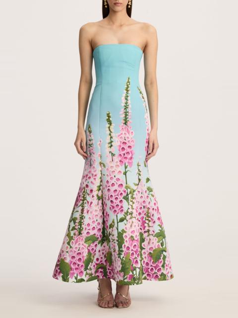 Oscar de la Renta Strapless Foxgloves Ombre Gown