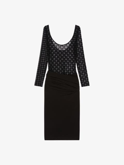 Givenchy DRAPED DRESS IN JERSEY AND MONOGRAM 72 TULLE