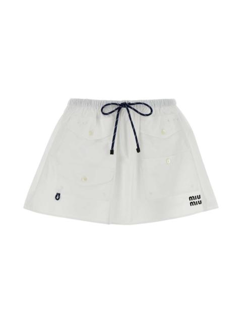Miu Miu White Poplin Mini Skirt