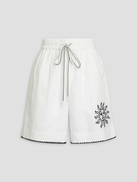 Zimmermann Embroidered linen shorts