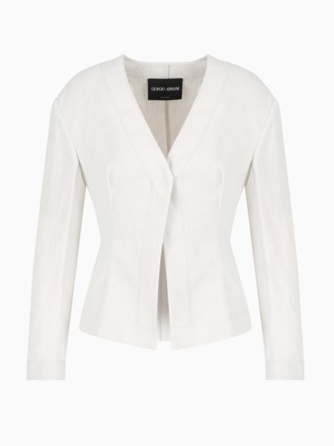 GIORGIO ARMANI SHORT, SINGLE-BREASTED LINEN JACKET