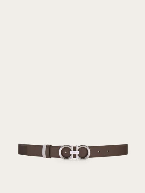 Reversible and adjustable belt with hammered Gancini