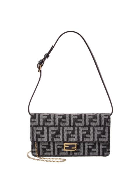 FENDI FENDI Baguette FF Denim & Leather Wallet On Chain