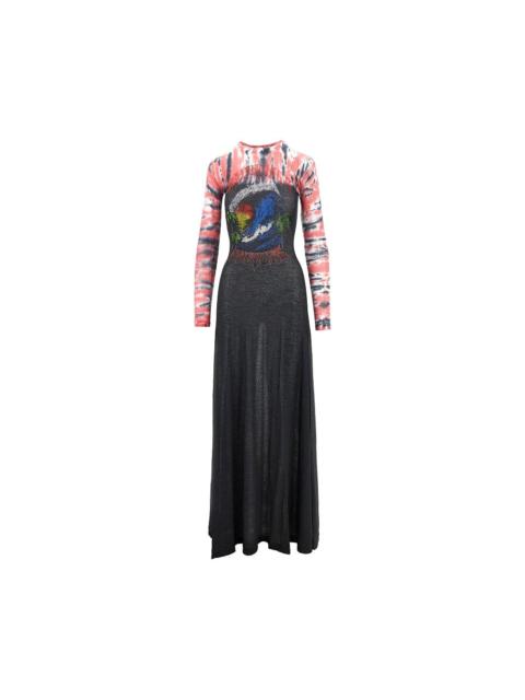 BALENCIAGA Balenciaga Extreme Tie Dye Jersey Long Dress Black