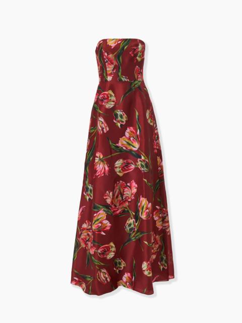 CAROLINA HERRERA Tulip-Print Strapless Gown