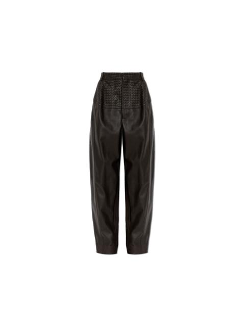 Bottega Veneta BOTTEGA VENETA Dark Brown Leather Pants New & Authentic (Wom