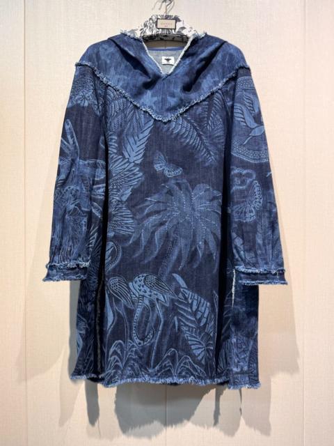 Dior Dior runway classic frayed jungle pattern denim dress