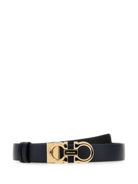 FERRAGAMO Salvatore Ferragamo Women Midnight Blue Leather Reversible Belt