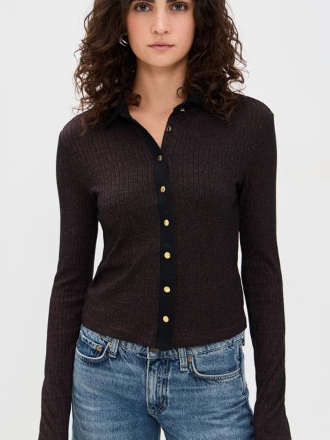 rag & bone The Knit Contrast Long Sleeve Polo