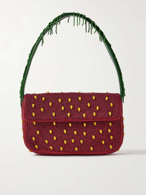 Tommy embellished satin shoulder bag Red