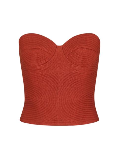 ANDRES OTALORA Morenita Embroidered Linen Top red