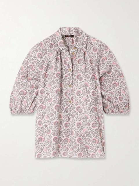 Olivia oversized printed linen shirt Multi