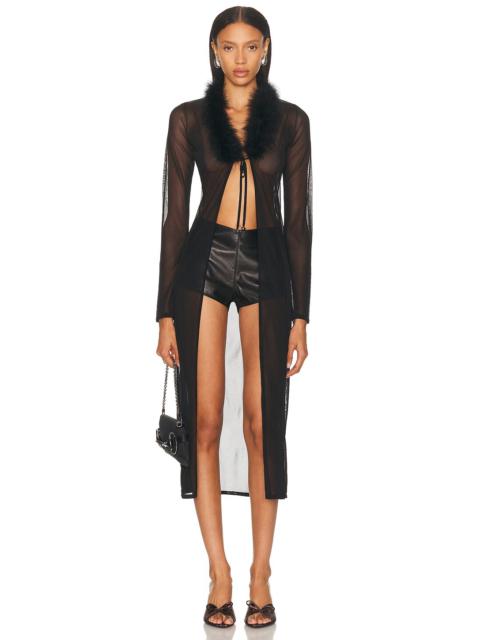 Blumarine Fur Collar Long Cardigan