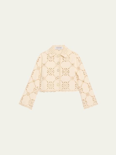 VERONICA BEARD Adelaide Scalloped Eyelet-Embroidered Jacket